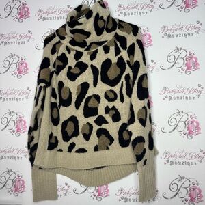Rag supply cheetah print sweater pull over turtle neck animal print furry fuzzy
